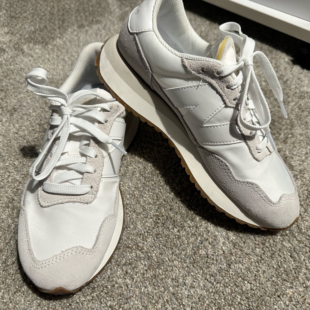 New Balance White and Gray 237 Sneakers